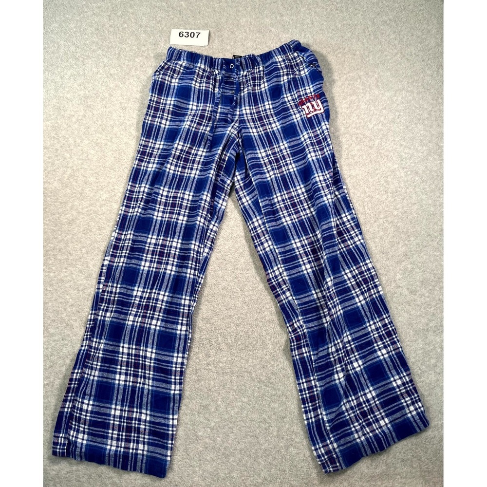 New York Giants Sleepwear Pants Womens Medium Blue Plaid Cotton NFL Team Apparel